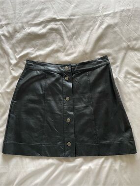 Papaya Black Faux Leather Button-Front Mini Skirt